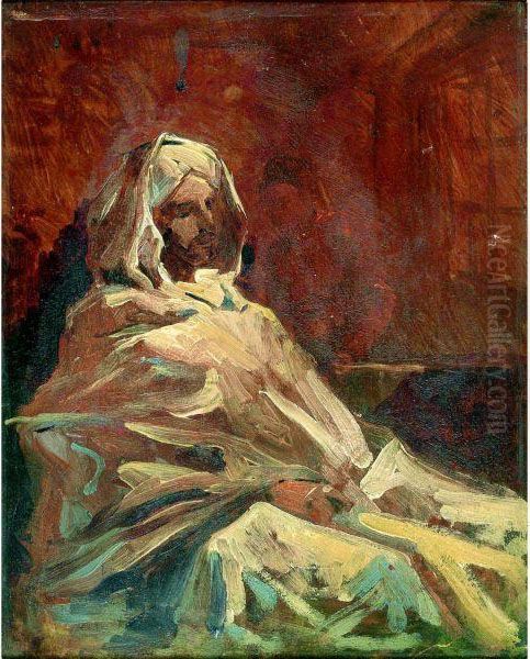 Homme Assis En Burnous Oil Painting by Regnault Henri