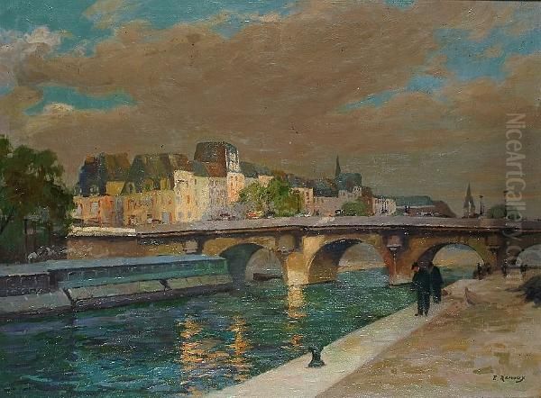 Paris, Le Pont Neuf Oil Painting by Jules Ernest Renoux