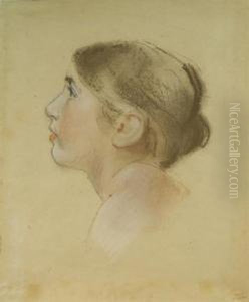 Portrait Of A Girl In Profile Oil Painting by Leon Louis Antoine Riesener