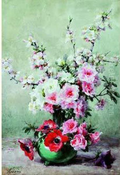 Fleurs De Pommiers Et Anemones Oil Painting by Francois Rivoire