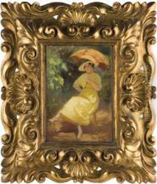 Donna Con Ombrellino Oil Painting by Emilio Rizzi