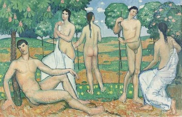 Figuren Im Hain. Oil Painting by Theophile Paul Robert