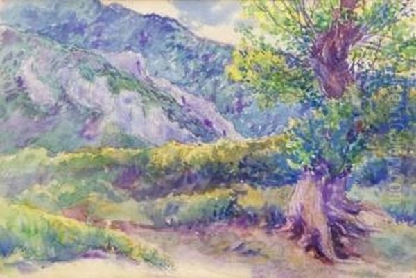 Paisaje Con Arbol Oil Painting by Juan Jose Rochelt Y Amann