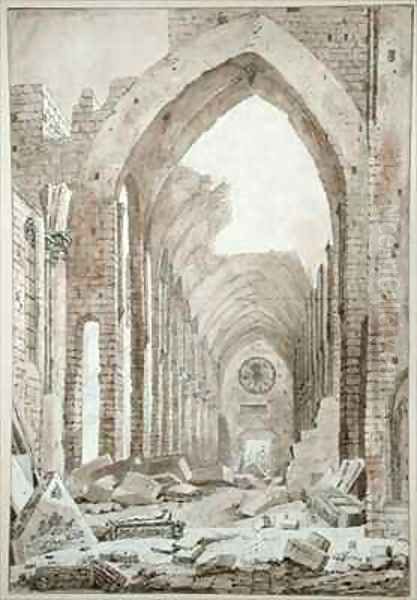 Demolition of the Old Church of St Genevieve Paris Oil Painting by Mme. (nee Destours) Duchateau