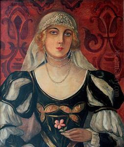 Portret Damy W Manierze Renesansowej Oil Painting by Wladyslaw Roguski