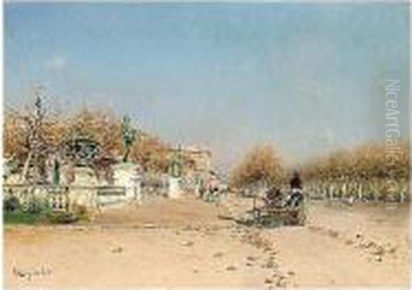 Avenida De Los Catalanes, Madrid (avenue Of The Great Catalonians, Madrid) Oil Painting by Joan Roig Soler