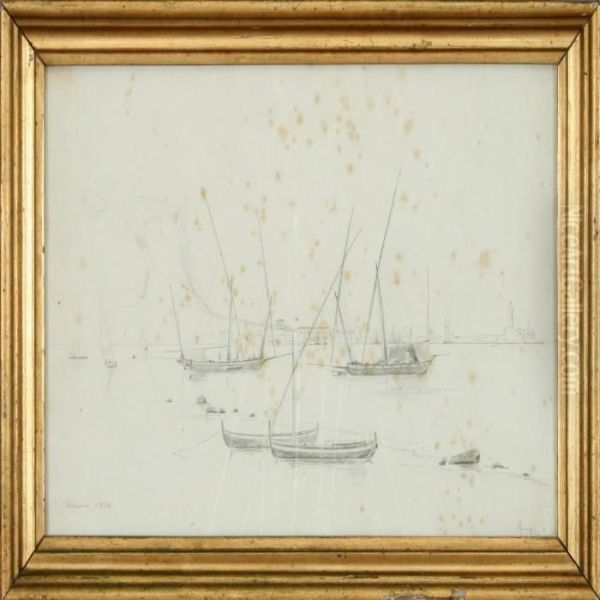 Martinus Rorbye: Coastal Scenery From Palermo. Signed Rorby, Palermo 1840 Oil Painting by Martinus Rorbye