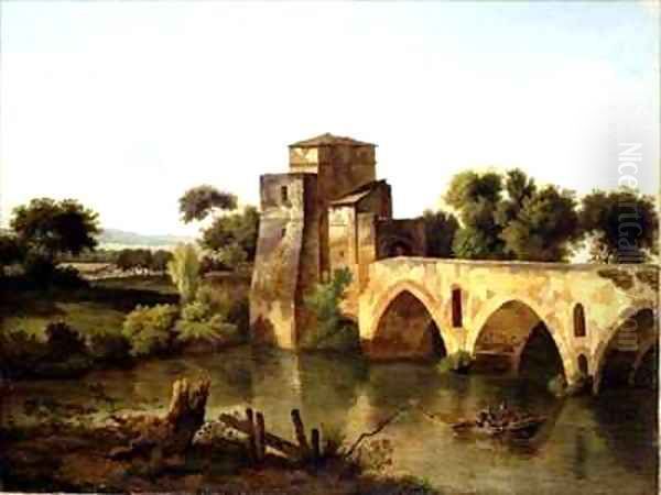 River Scene with a Fisherman Oil Painting by Cornelius Decker