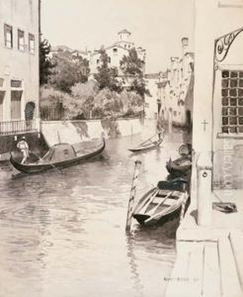 A Characteristic Canal Oil Painting by Guy Rose