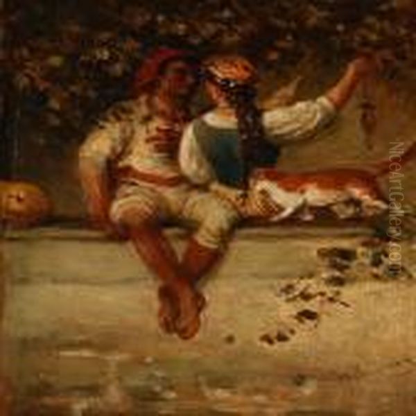 Frieri Paa Capri Oil Painting by Vilhelm J. Rosenstand
