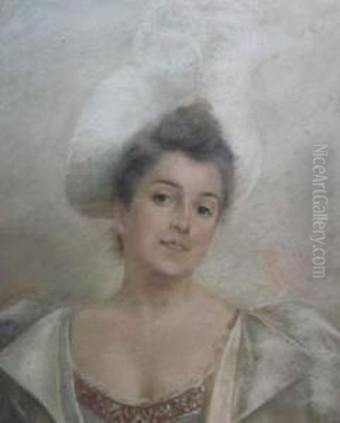 Elegante En Buste
 Pastel, Signe A Droite Au Milieu. Oil Painting by Lucius Rossi