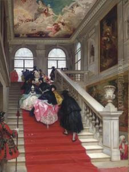 The Masked Ball, Ca Rezzonico, Venice Oil Painting by Lucius Rossi
