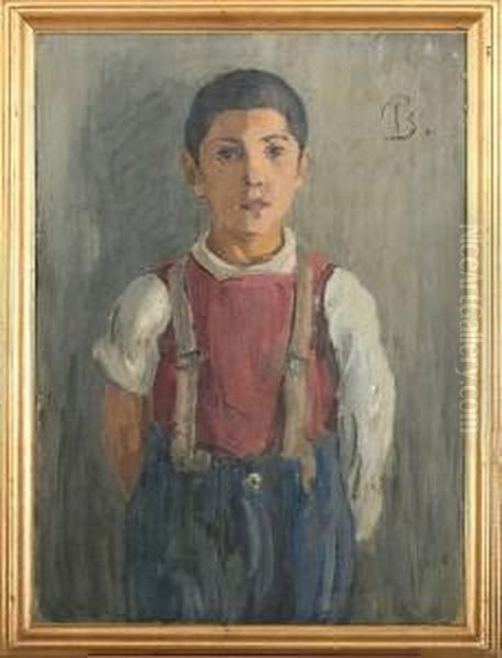 A Boy Oil Painting by Peter Rostrup Boyesen