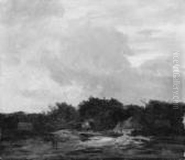 Verso Zweimal Der Nachlasstempel
 Und Ein Klebezettel: Nach J. Ruysdael. Aus Dem Gedachtnis. Privatbesitz
 Aachen. Oil Painting by Philipp Roth