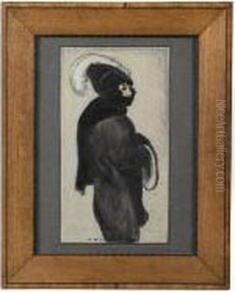 [a Roubille Watercolour, Chalk And Charcoal, Signed] Oil Painting by Auguste Roubille