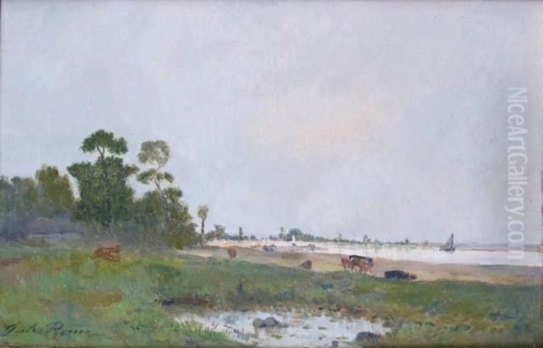 Le Troupeau Pres De La Plage Oil Painting by Jules Rozier
