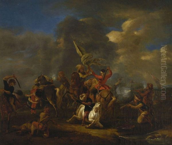 Reiterschlacht Oil Painting by Georg Philipp Rugendas I