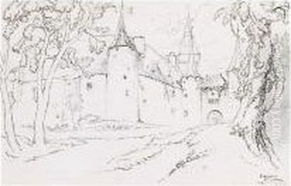 Chateau Colombier, Neuchatel, Switzerland Oil Painting by John Ruskin