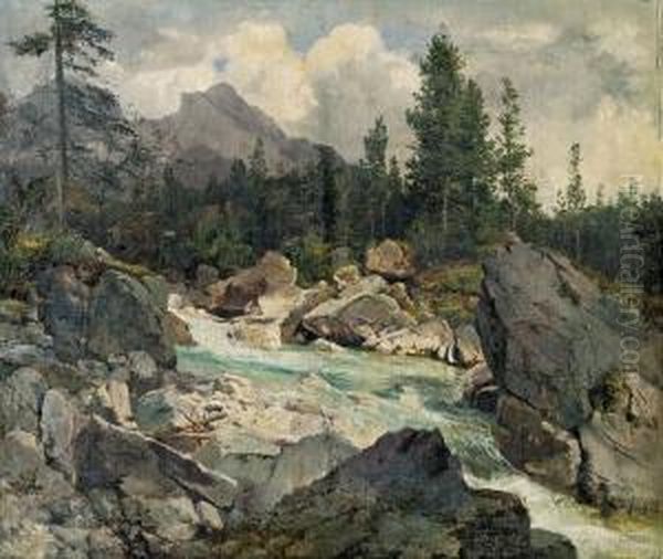 Wildbach Oil Painting by Robert Russ