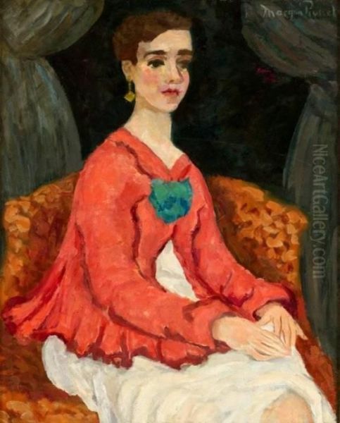 Portrait Of A Woman Oil Painting by Morgan Russell