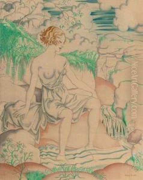 Bather Oil Painting by Albert Rutherston