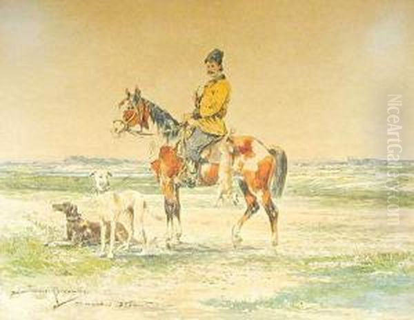 Po Polowaniu, 1897 R. Oil Painting by Tadeusz Rybkovski