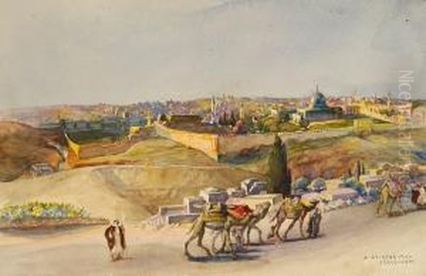 Walls Of Jerusalem With The Golden Gate Oil Painting by Anna Rychter-May