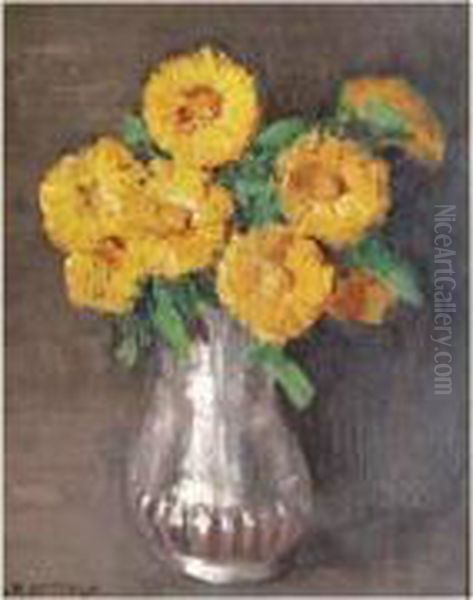 Bouquet De Fleurs Au Pichet Oil Painting by Georges-Hanna Sabbagh