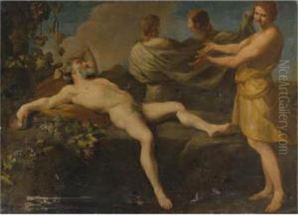 The Drunkenness Of Noah Oil Painting by Andrea Sacchi