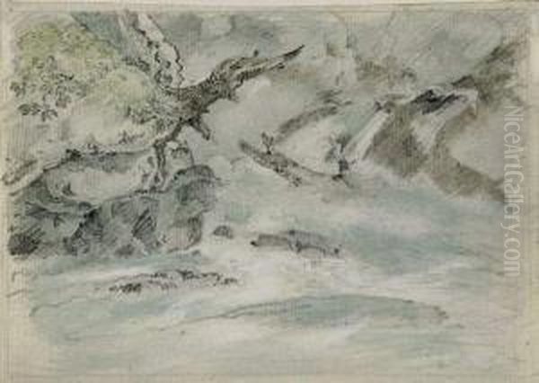 Wildbach. Oil Painting by Friedrich Salathe