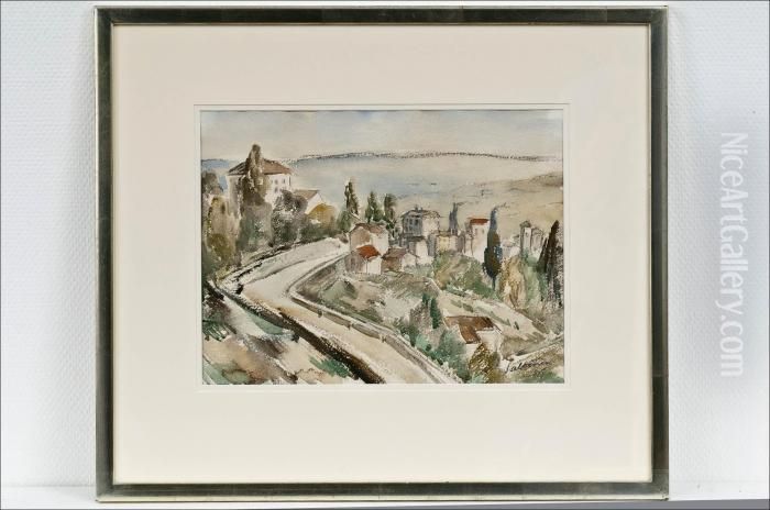 Tiecagnesiin - Vagen Till Cagnes. Oil Painting by Tyko Sallinen