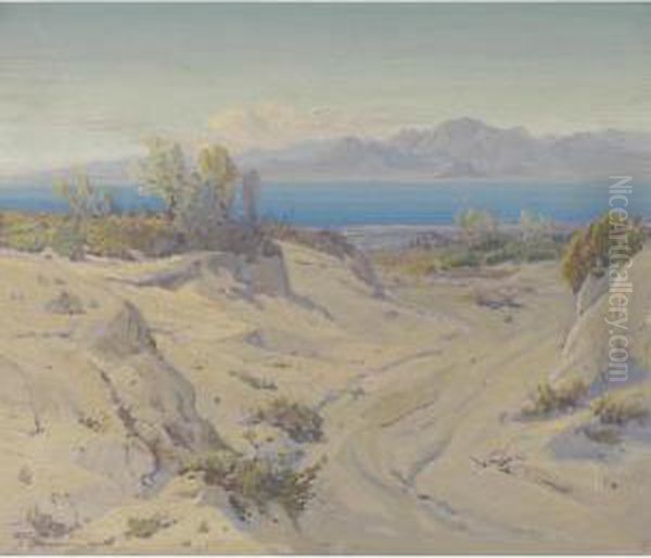 Smoke Trees At The Salton Sea Oil Painting by Fred Grayson Sayre