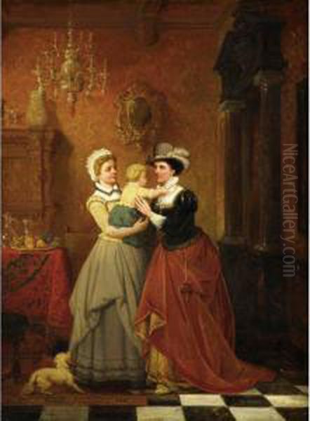 Returning To Mother Oil Painting by Hendrik Frans Schaefels