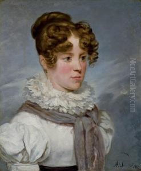 Portrait De Clementine De Brigode, Nee De La Tour Maubourg Oil Painting by Ary Scheffer