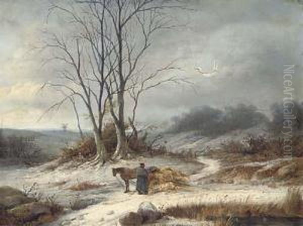 The Broken Cart Oil Painting by Christian Andreas Schleisner