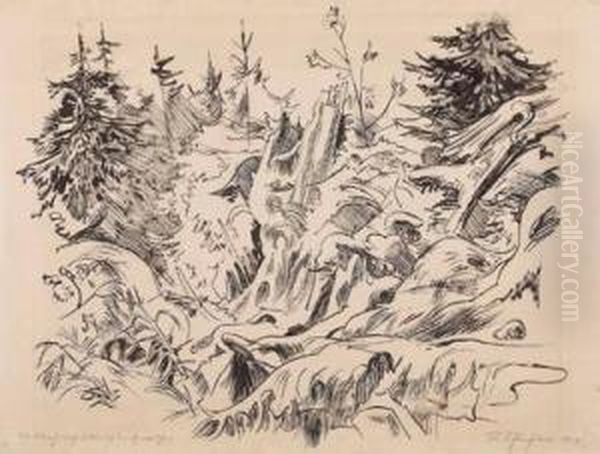 Waldbach Nach Gewitter Oil Painting by Rudolf Schlichter