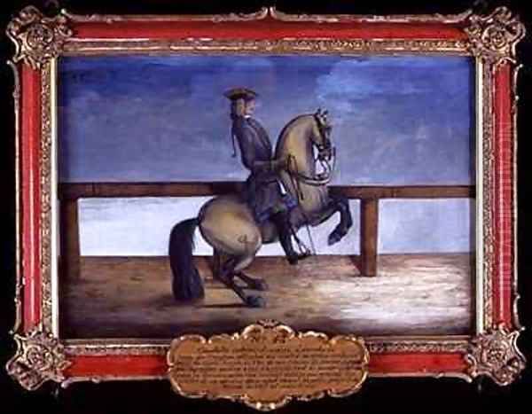 No 45 A horse of the Spanish Riding School performing a dressage movement called the Courbette Oil Painting by Baron Reis d' Eisenberg