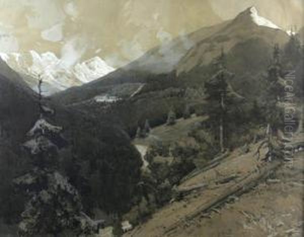 Mountainous Landscape Oil Painting by Jaroslav Setelik