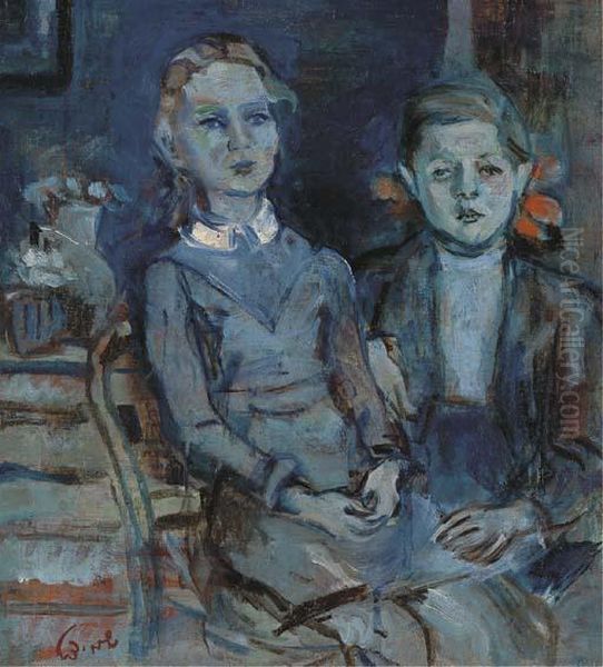 Seated Children Oil Painting by Menachem Schmidt Shemi