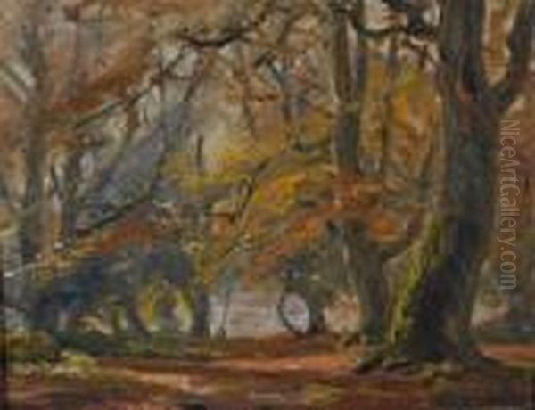 Woodland Scene Oil Painting by Frederik Golden Short