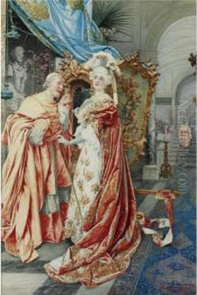 The Cardinal And The Lady Oil Painting by Guiseppe Signorini
