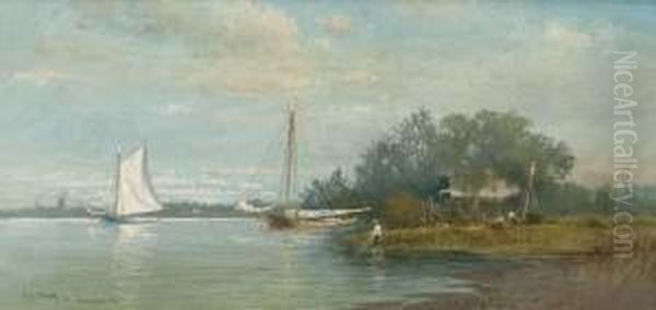 Lakeside, Branchport, New York Oil Painting by Francis Augustus Silva