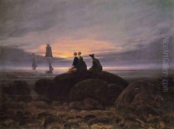 Moonrise over the Sea Oil Painting by Caspar David Friedrich