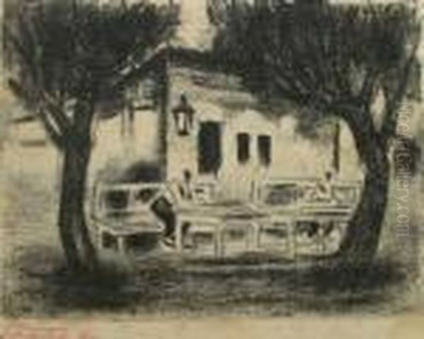 Cafeneala Balcic Oil Painting by Francisc Sirato