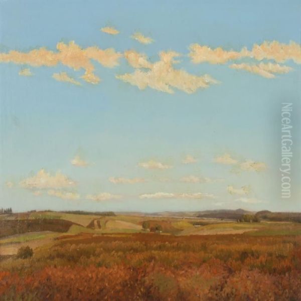 Scenery With Blue Sky Oil Painting by Hans Ludvig Smidth
