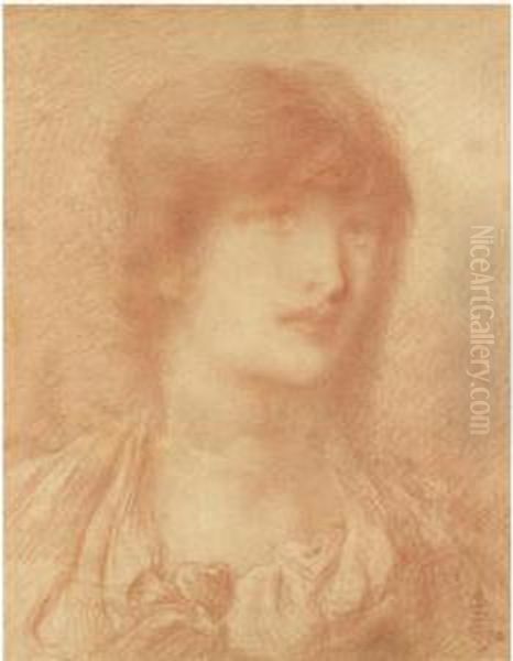Head Of A Young Girl Oil Painting by Simeon Solomon