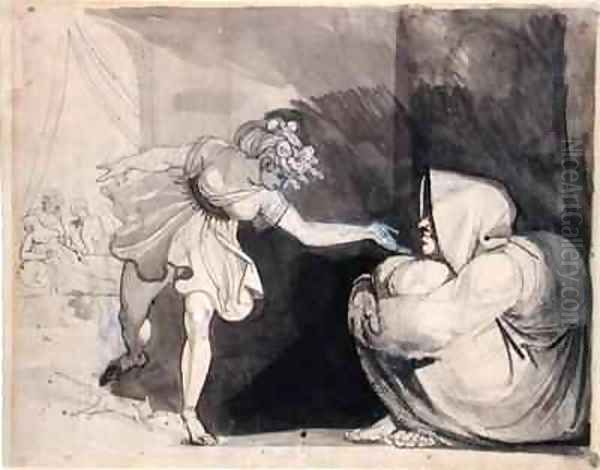 Galinthias Outwits Eileithyia by Announcing the Birth of Heracles Oil Painting by Johann Henry Fuseli