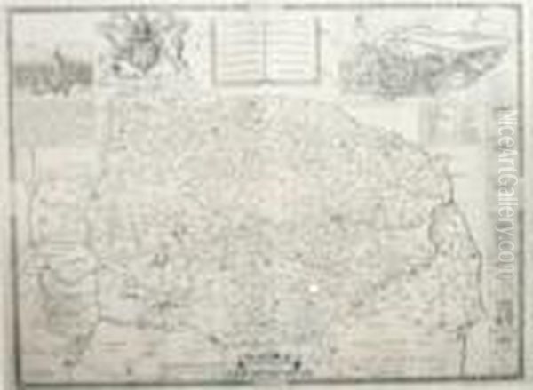 Map Of Norfolk 1672 Oil Painting by John Speede