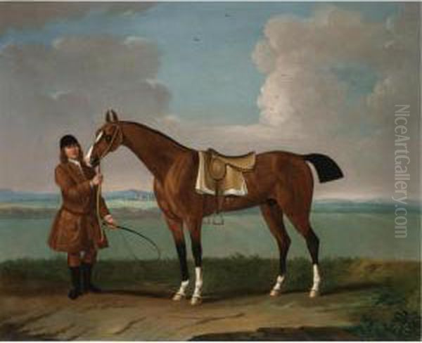 Blaze , Held By A Groom On Newmarket Heath Oil Painting by James Seymour And Thomas Spencer
