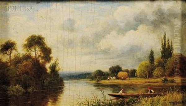 Lot Of Two River Views Oil Painting by Thomas Spinks